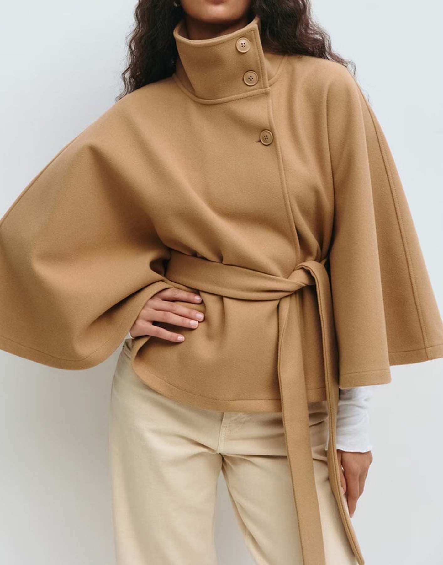 Chic High Collar Cape Jacket