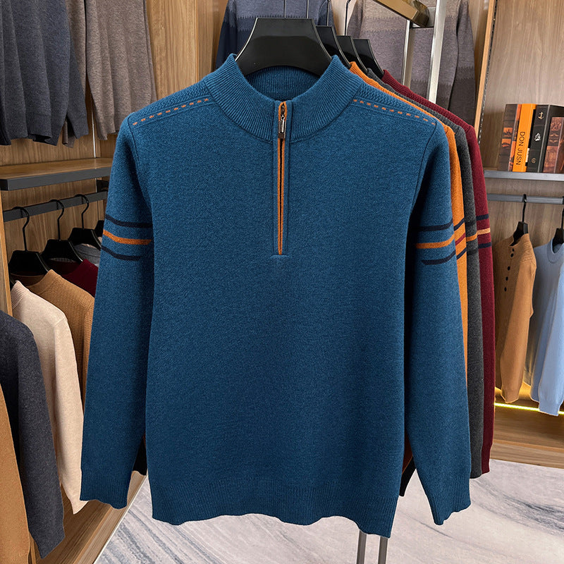 Zip-Neck Knit Pullover