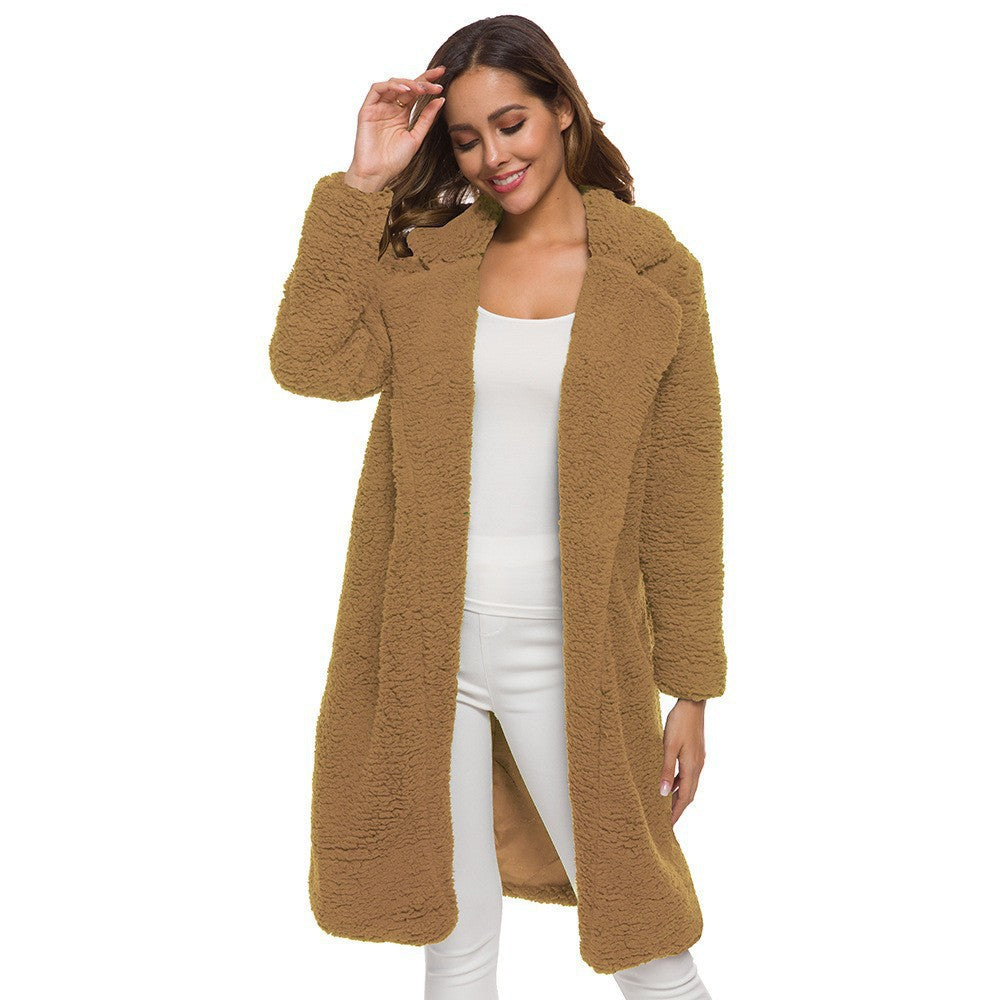 Plush Lapel Longline Coat