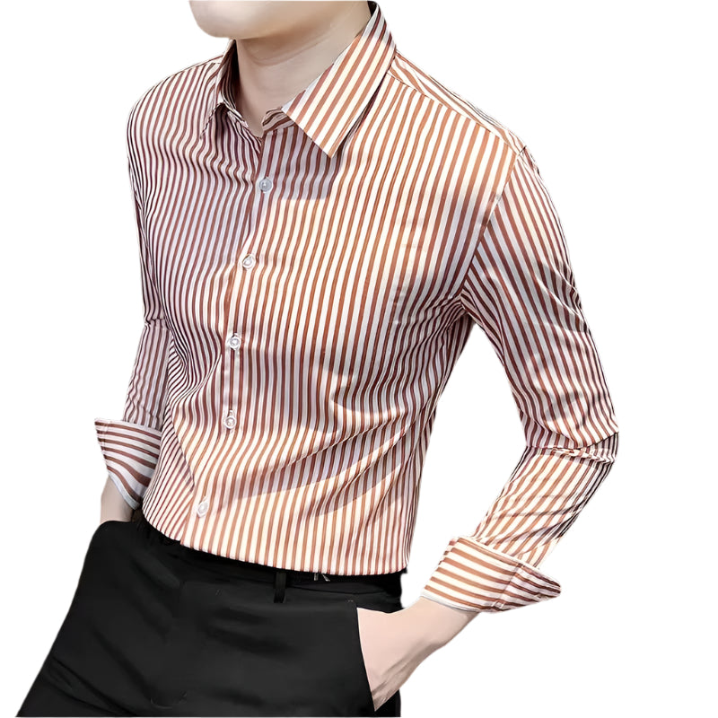 Men's Striped Business Casual Long-Sleeve Shirt