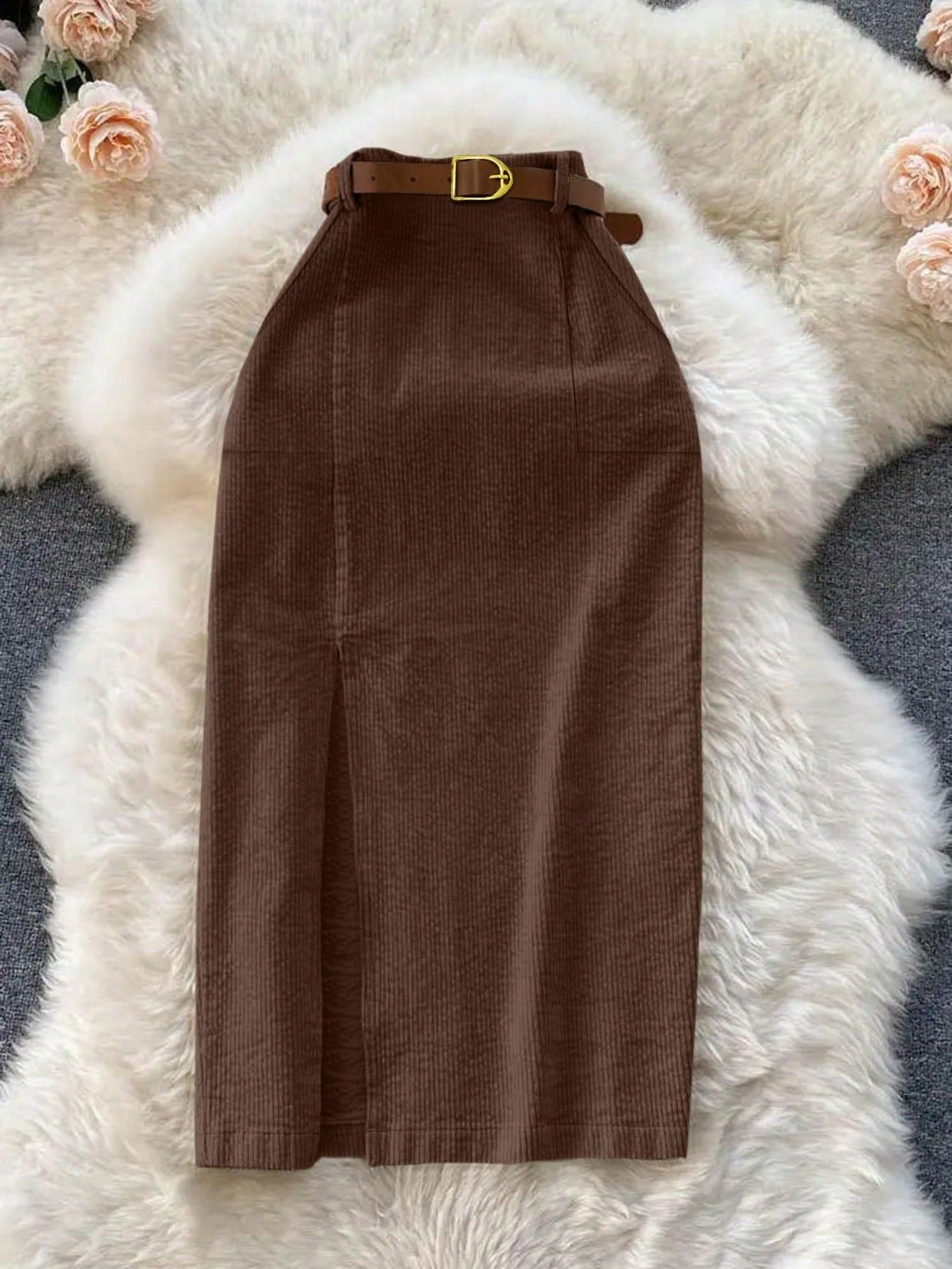 Front Slit Midi Skirt