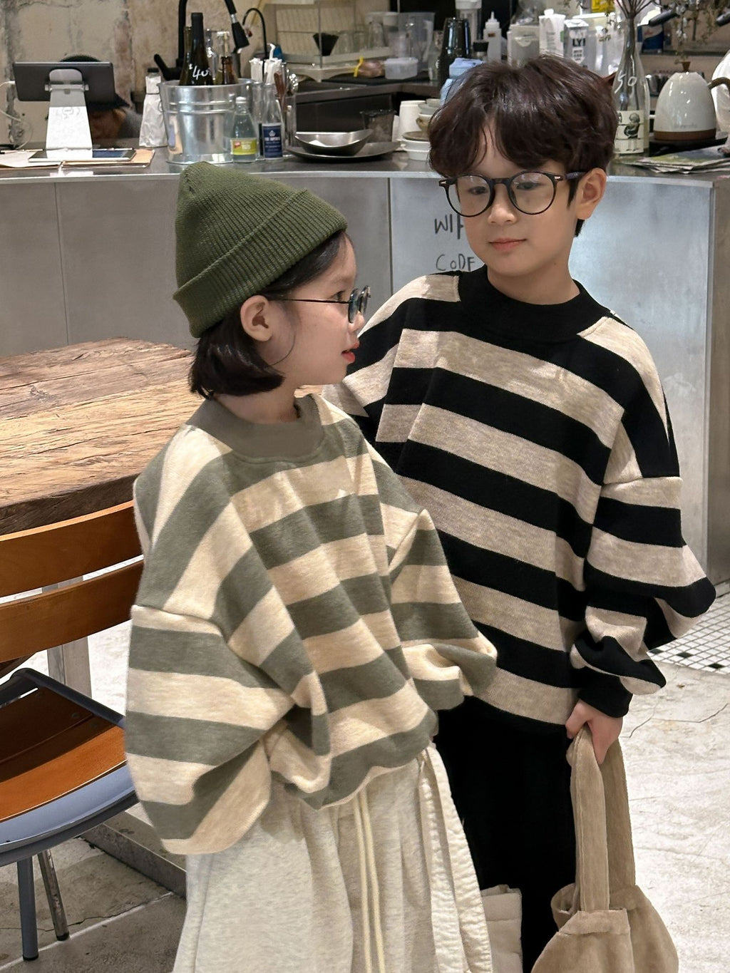 Kids' Striped Fleece-Lined Sweatshirt