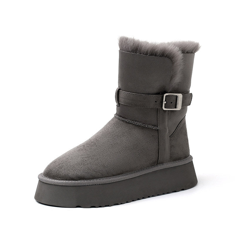Fleece-Lined Platform Snow Boots