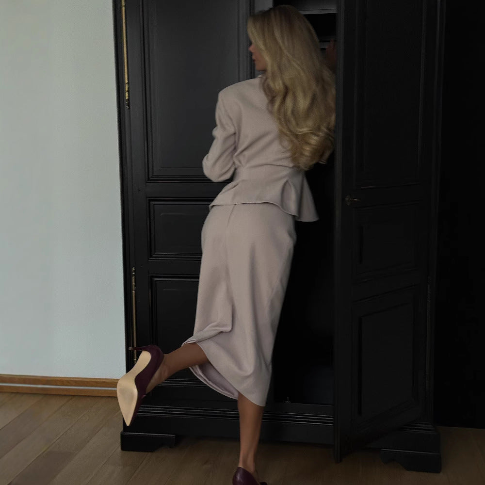 Peplum Blazer and Skirt Set