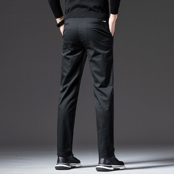 Men's Straight-Leg Cotton Casual Trousers