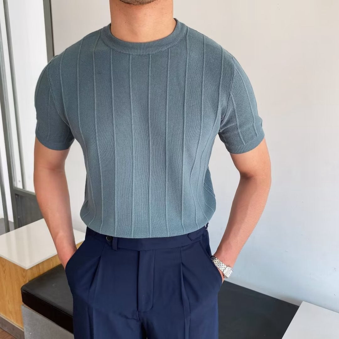 Ribbed Knit Crewneck Tee