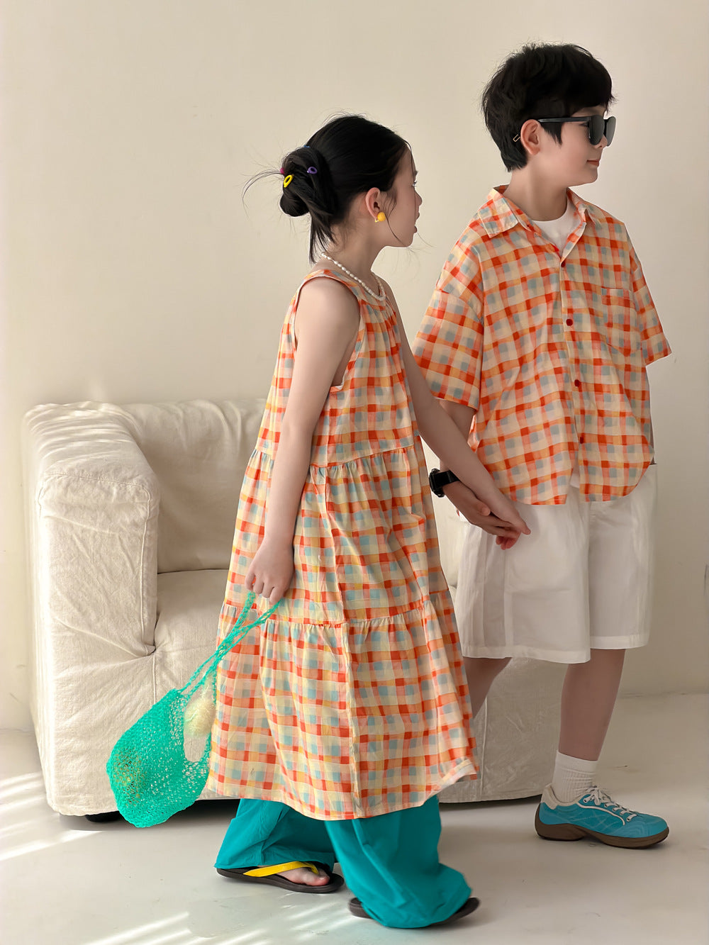 Kids' Colorful Plaid Short-Sleeve Shirt