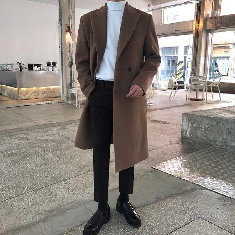 Double-Breasted Woolen Overcoat