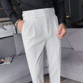 High-Waist Pleated Business Trousers