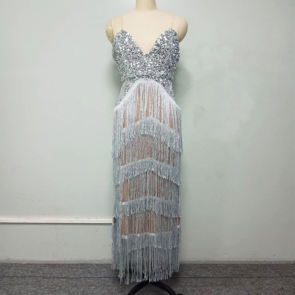 Sequin Tassel Bodycon Dress
