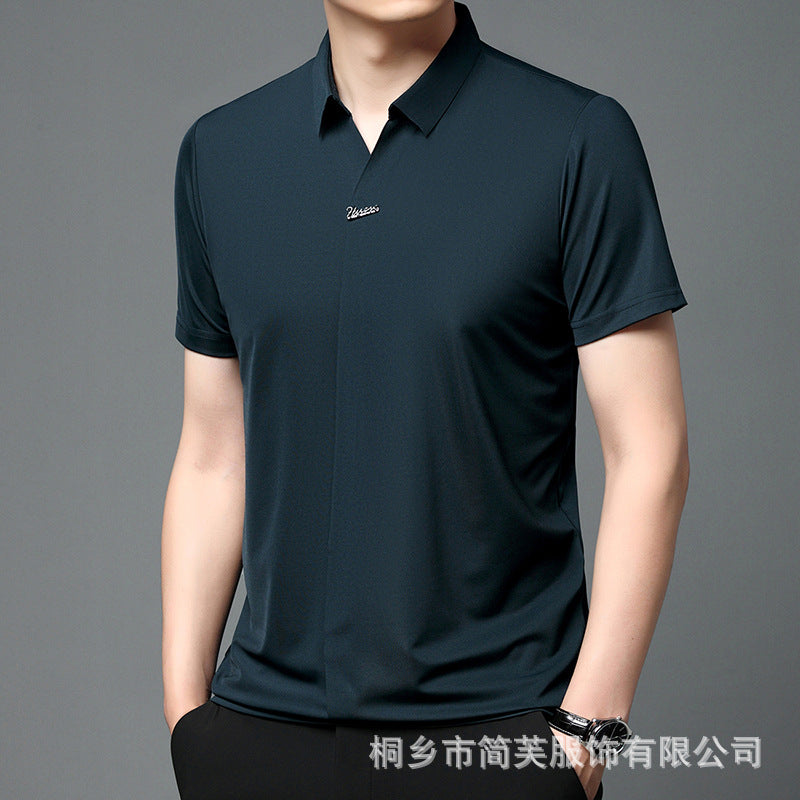 Men's Lapels Seamless Scissor Collar Loose Stretch POLO