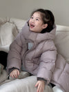 Long down jacket in milk tea color