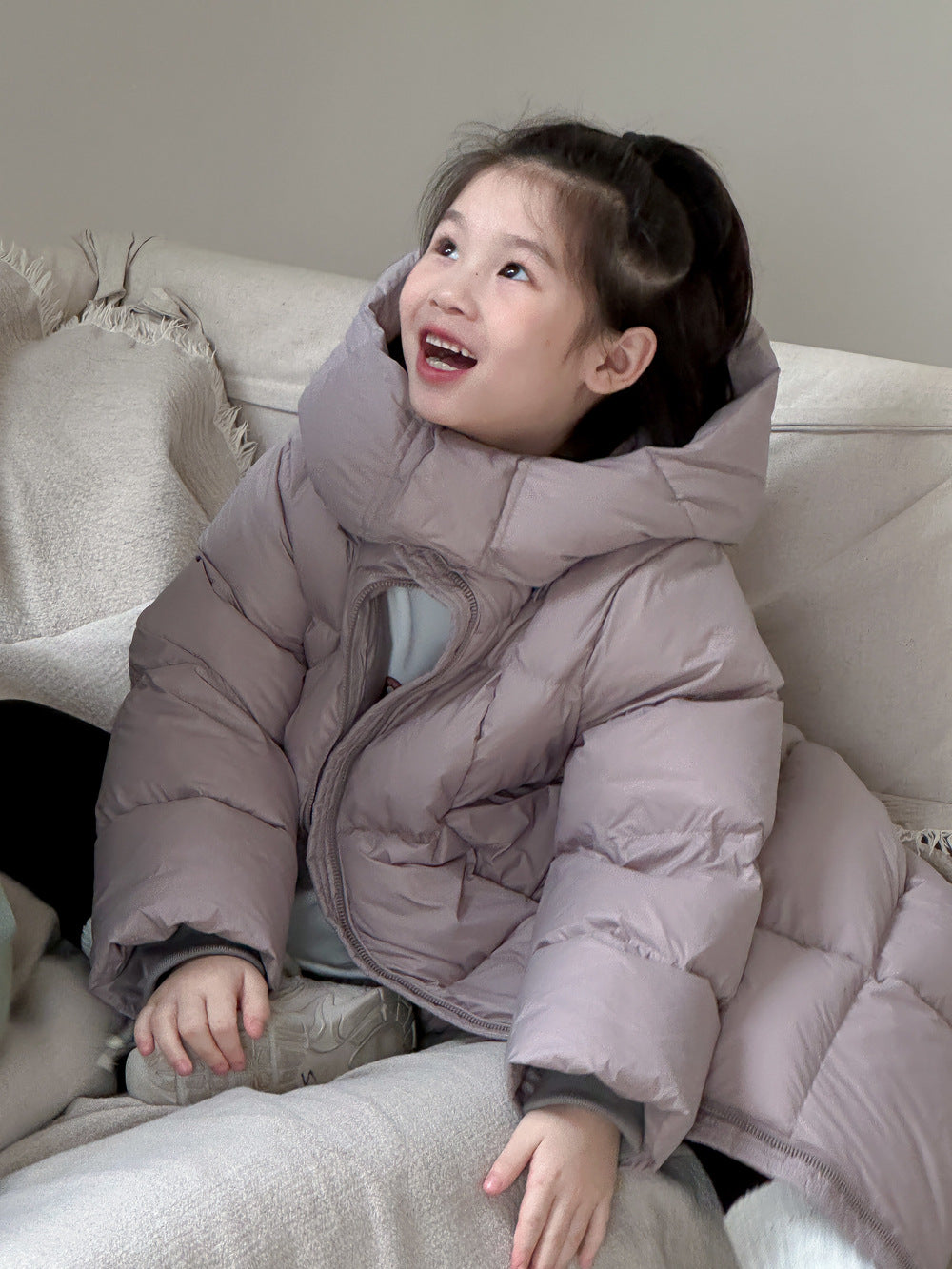 Kids' Mid-Length Hooded Puffer Jacket