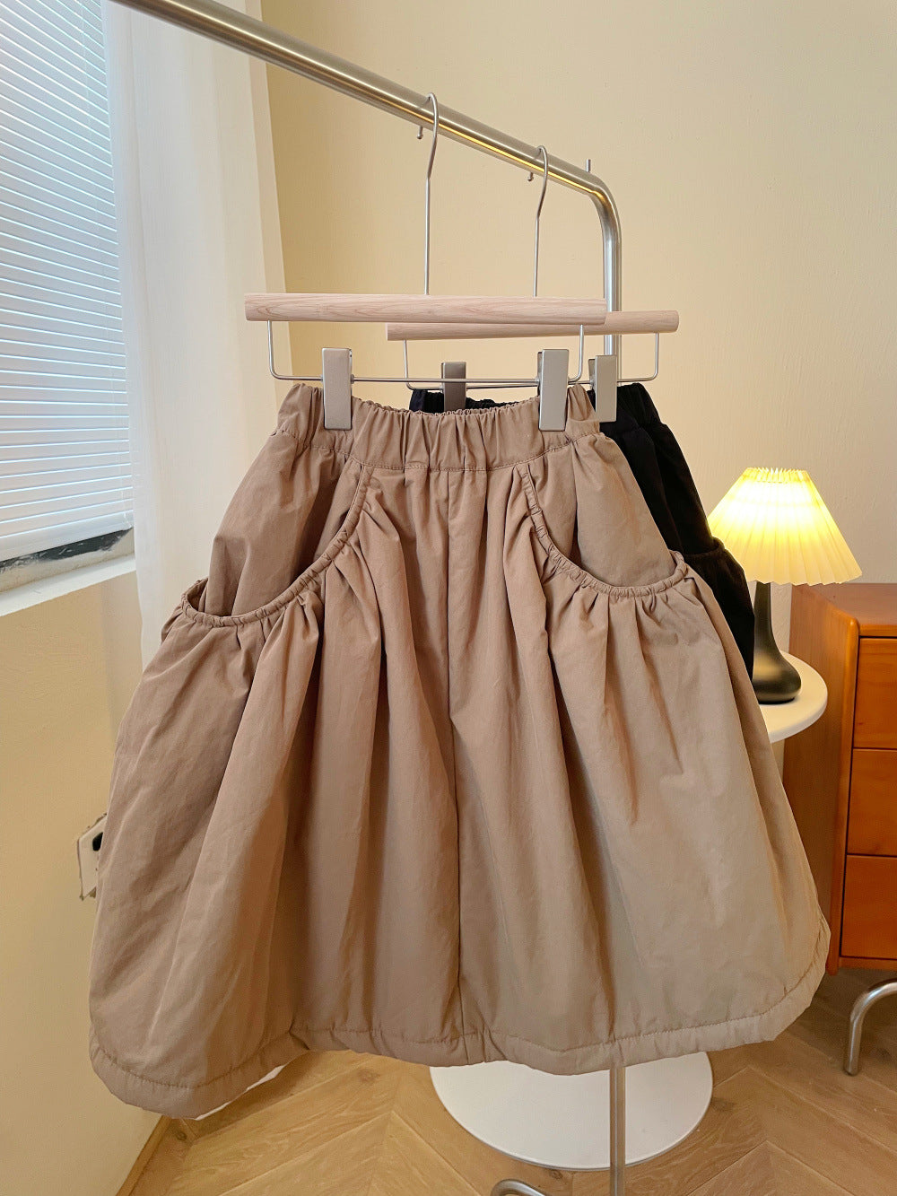 Girls' Warm Pocketed Cotton Skirt