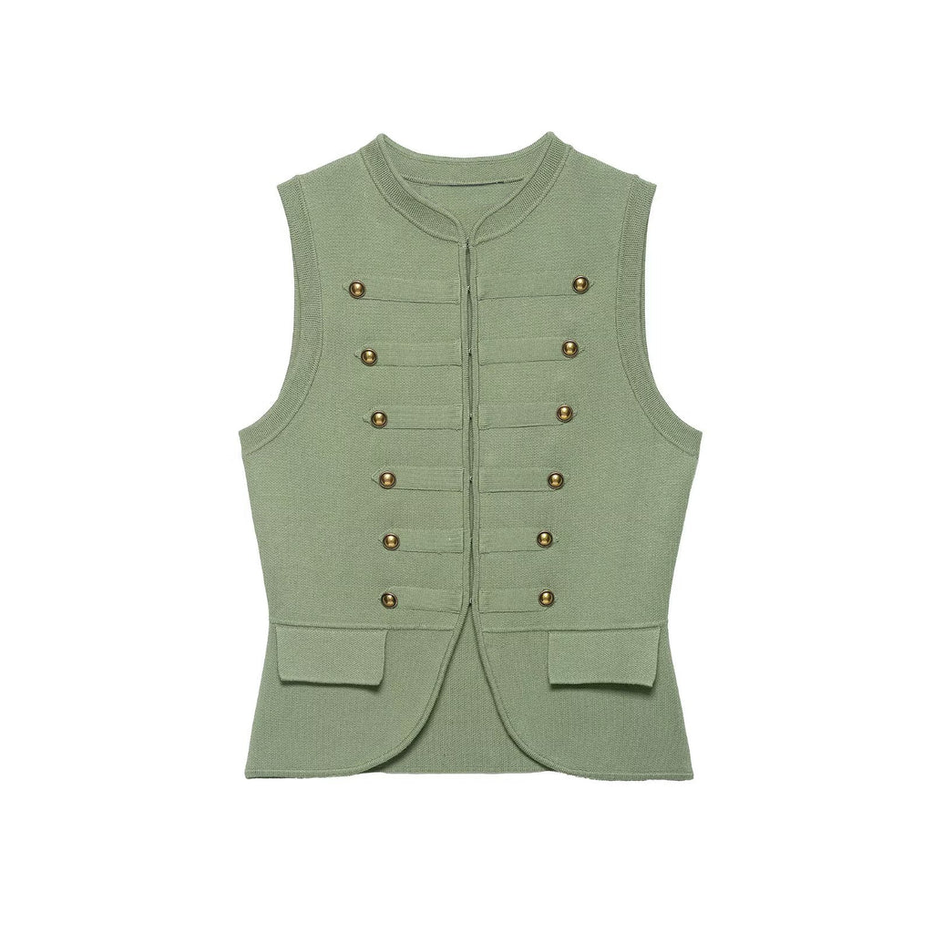 Women's Double-Breasted Knit Vest