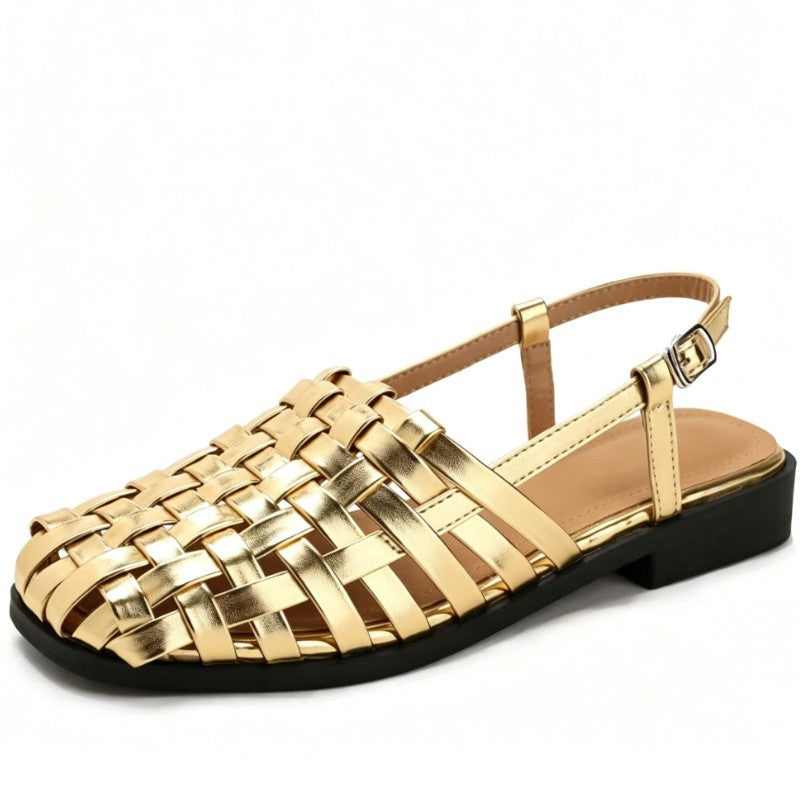 Woven Slingback Heel Sandals