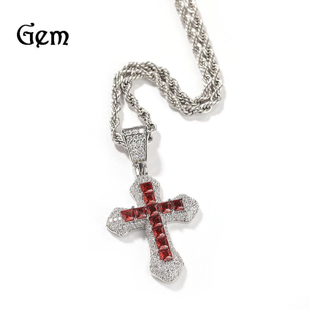Iced Cross Rope Chain Pendant