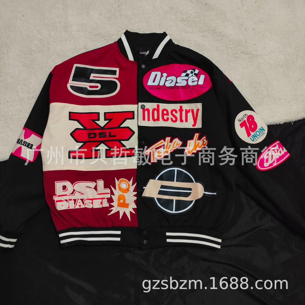 Cartoon Embroidered Varsity Jacket