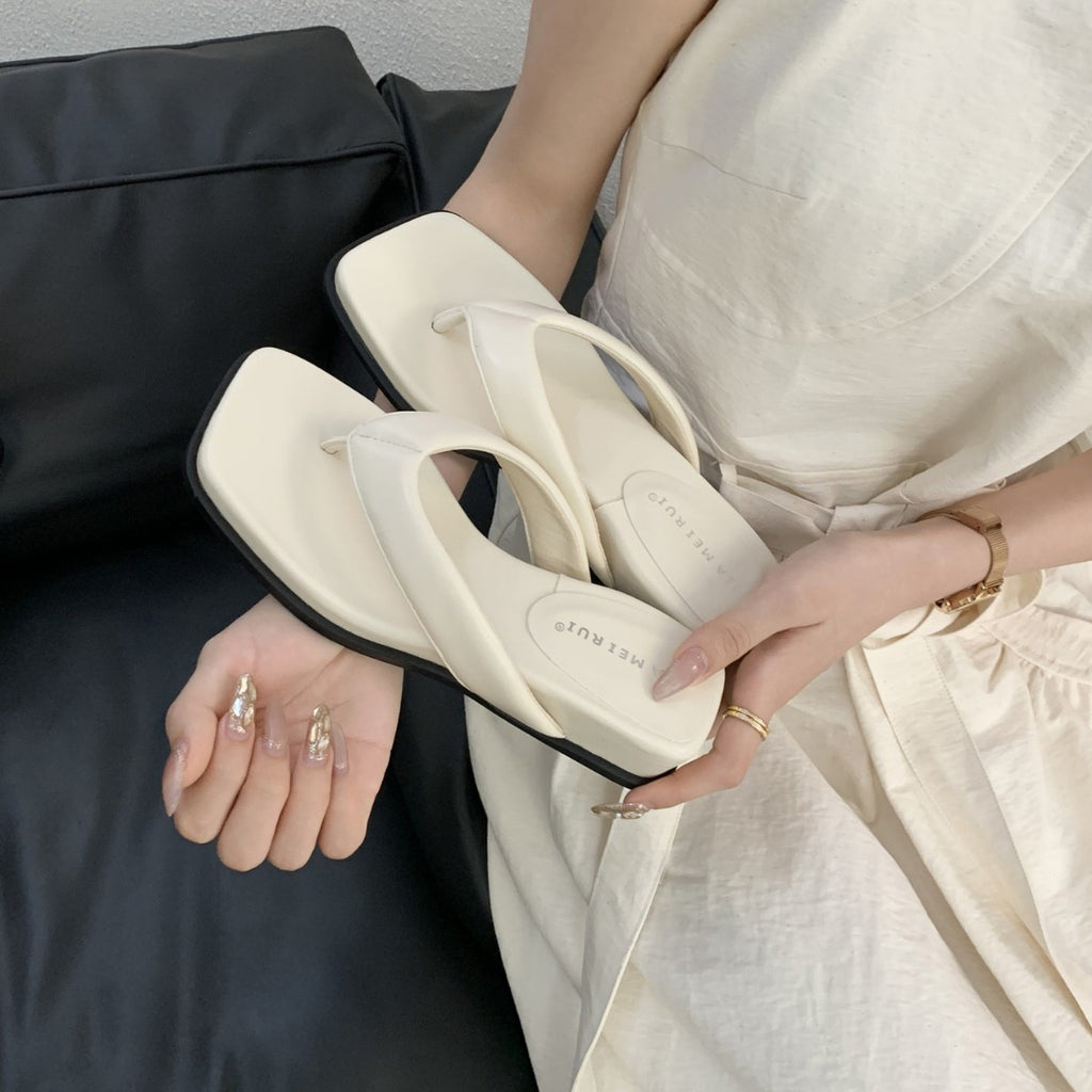Square-Toe Wedge Sandals