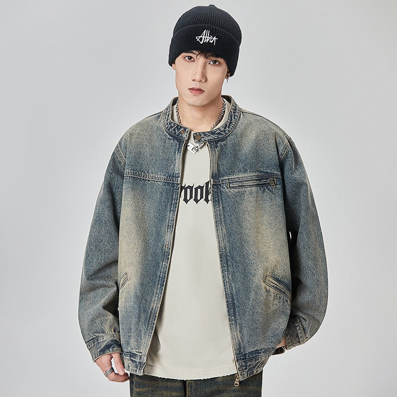 Washed Denim Bomber Jacket