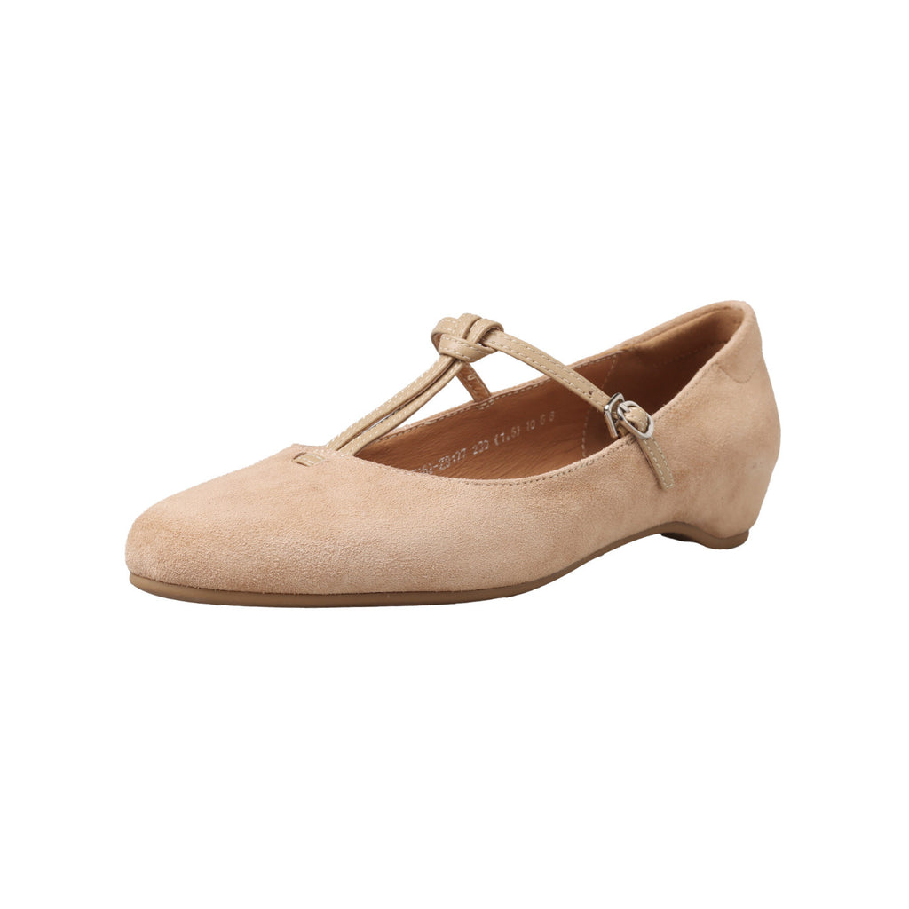 Suede T-Strap Mary Janes