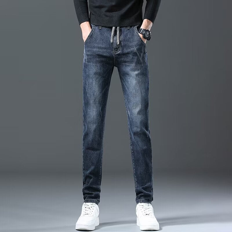 Elasticated Waist Slim Straight Jeans