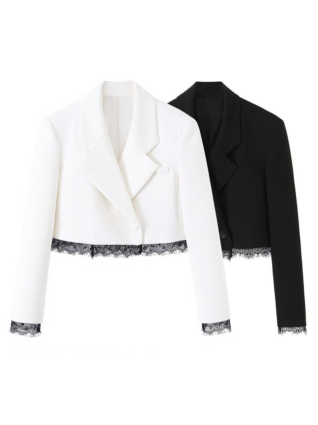 Women's Lace-Panel Cropped Blazer