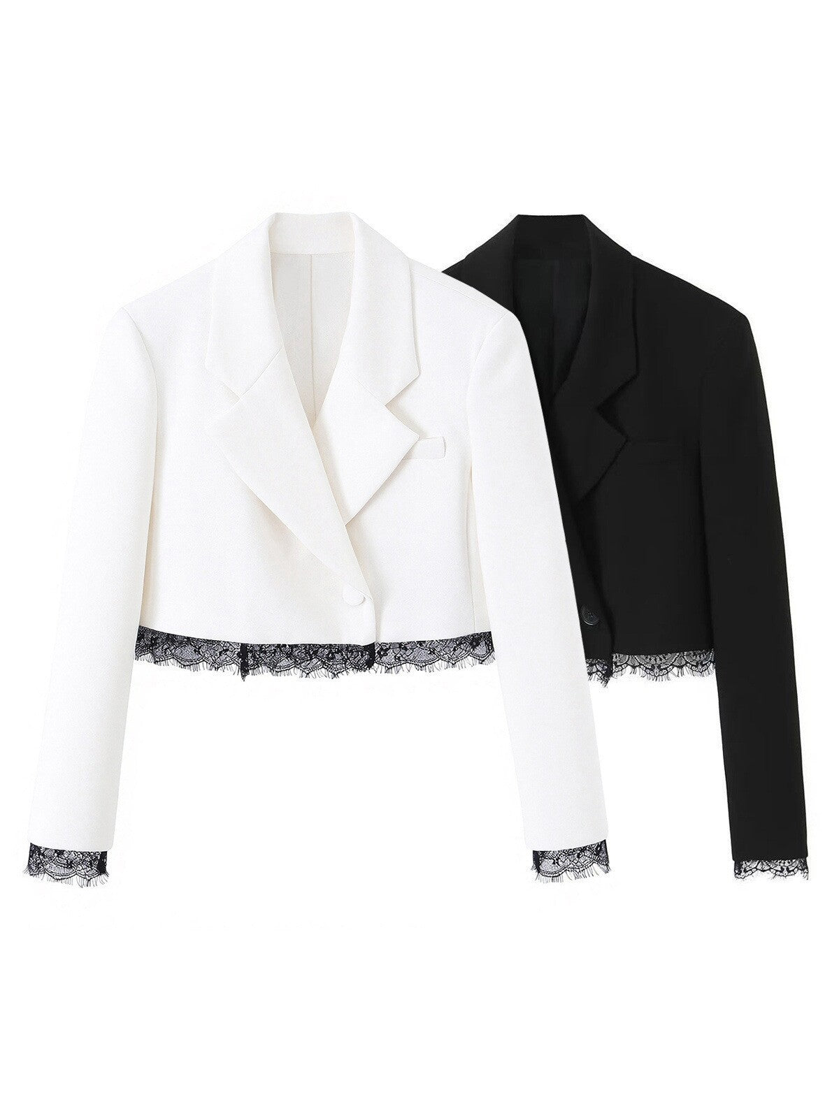 Women's Lace-Panel Cropped Blazer