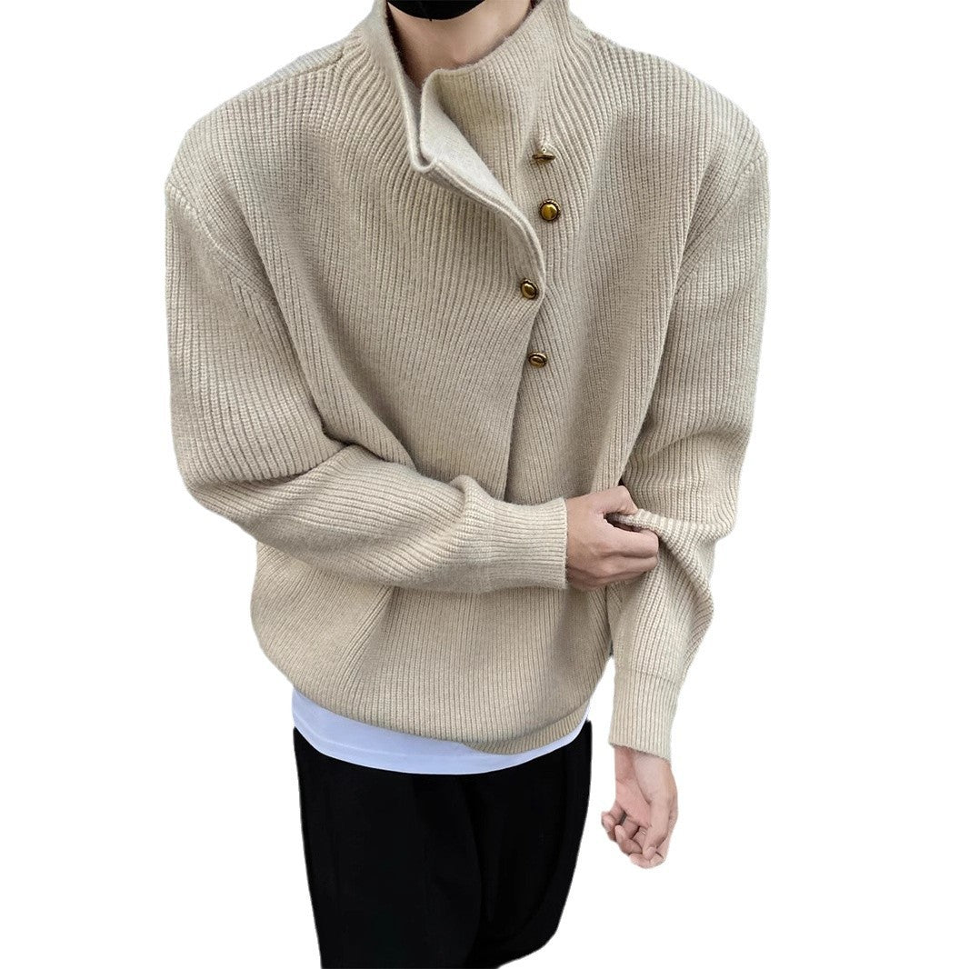 Asymmetric Button Knit Sweater