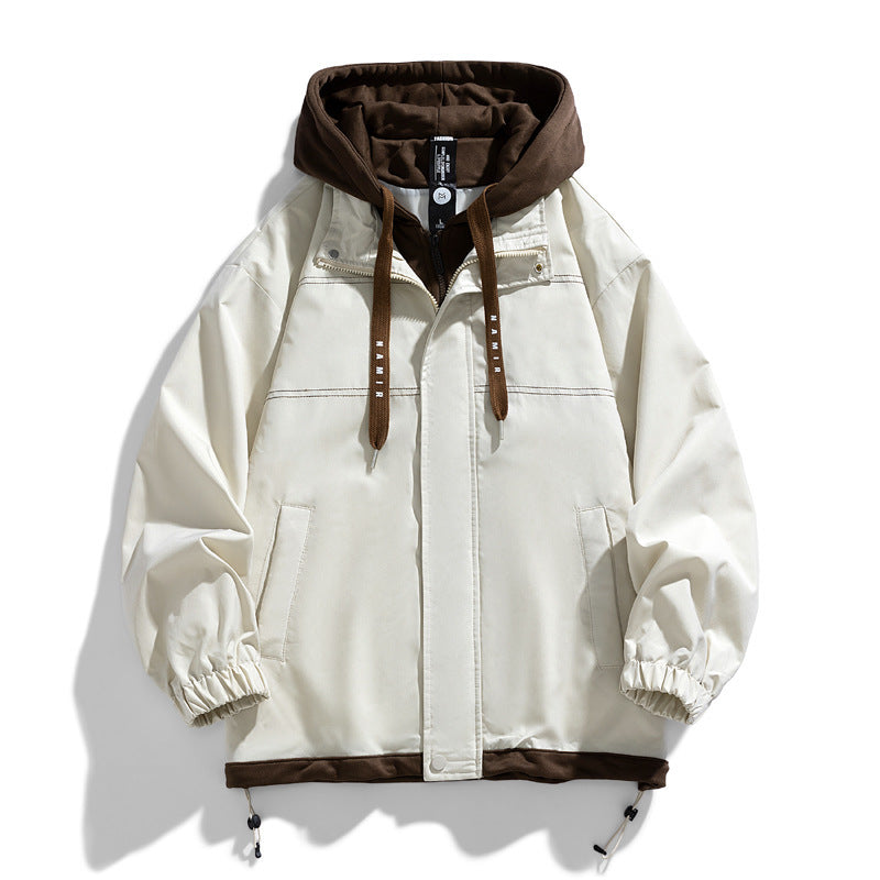 Men's Faux Two-Piece Hooded Jacket