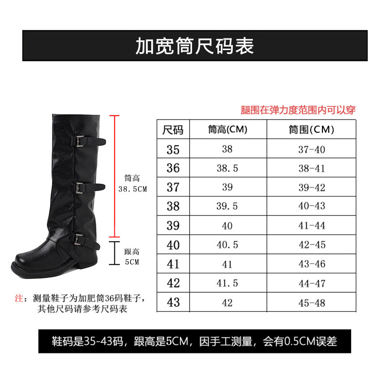Triple-Buckle Knee-High Boots