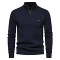 Vertical Stripe Quarter Zip Knit