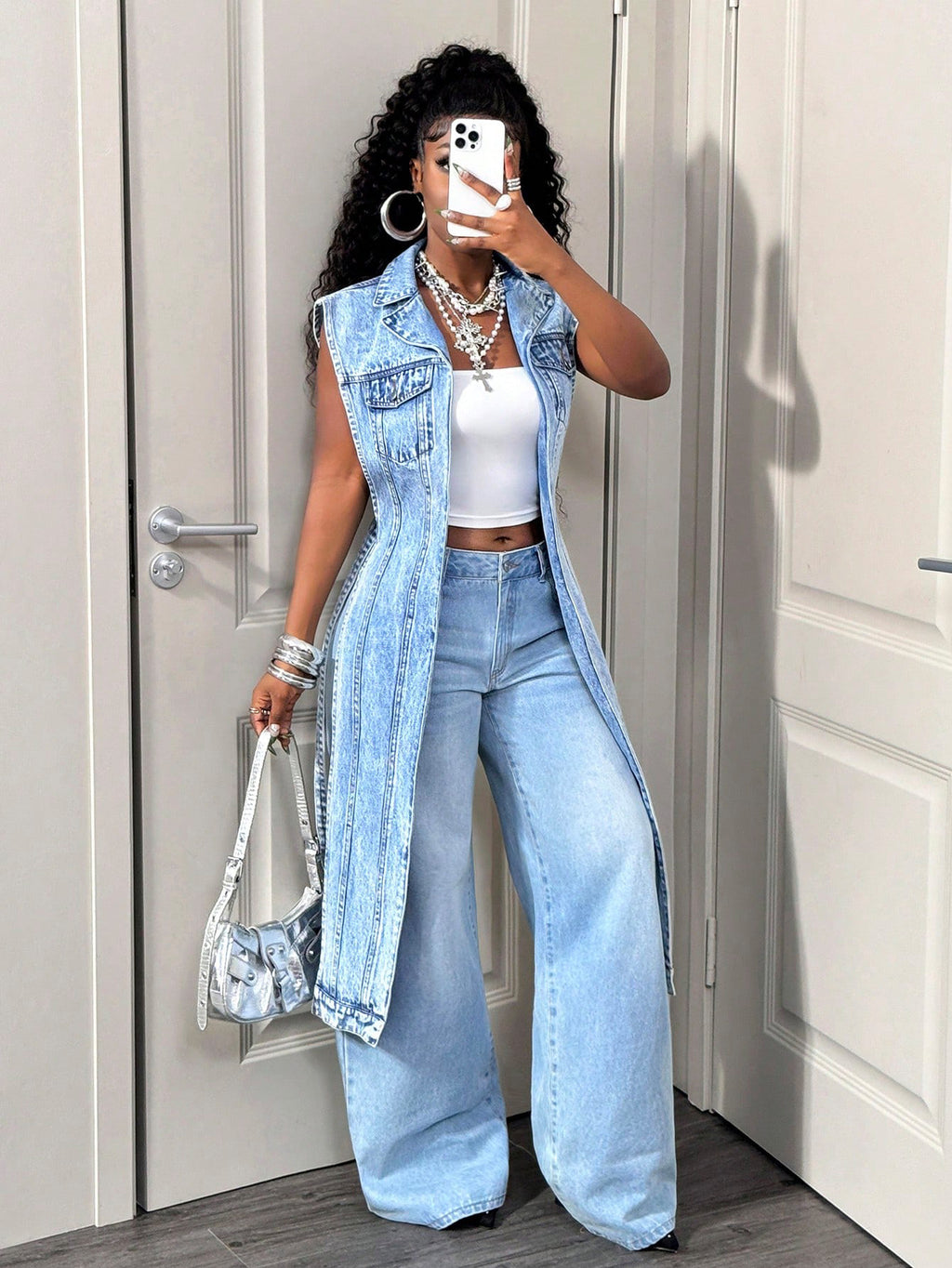 High-Low Denim Vest