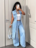 High-Low Denim Vest