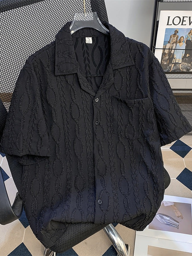 Textured Cuban Collar Shirt