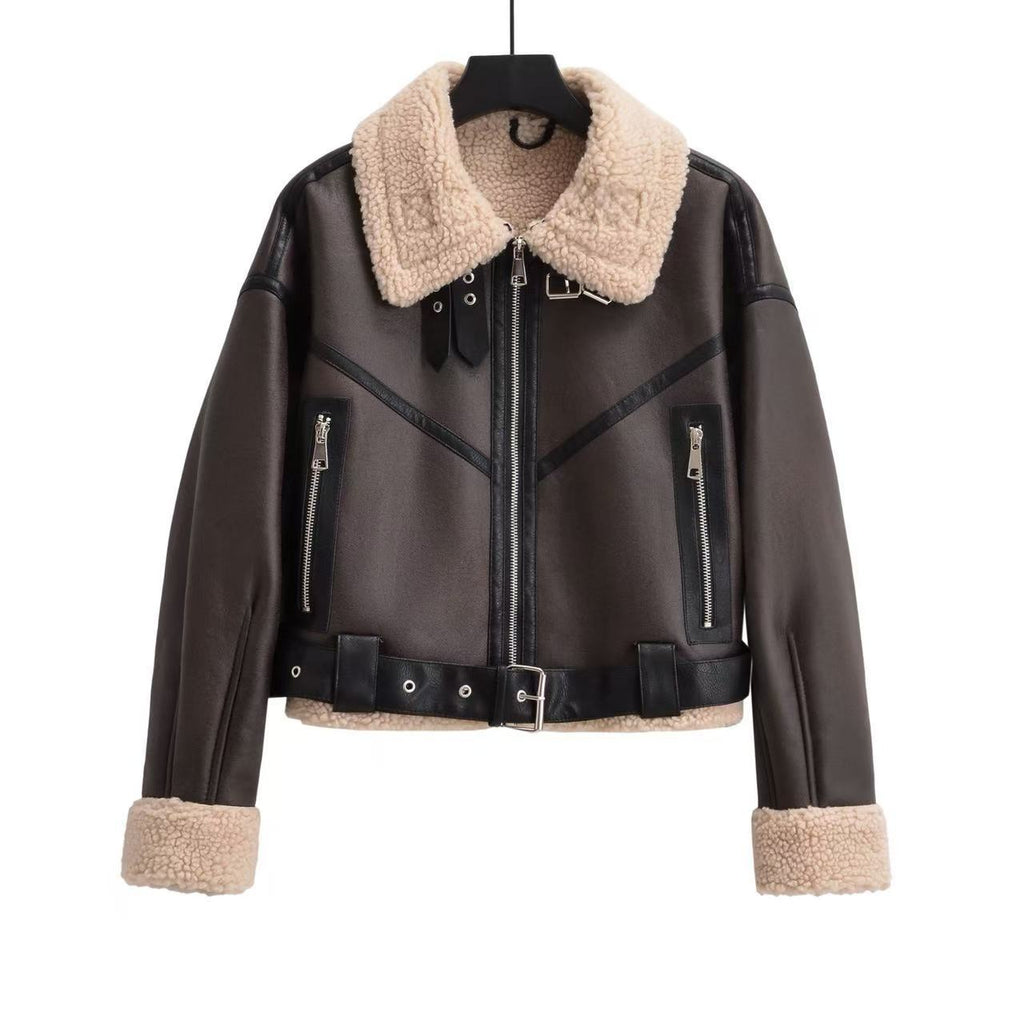 Plush Collar Aviator Jacket