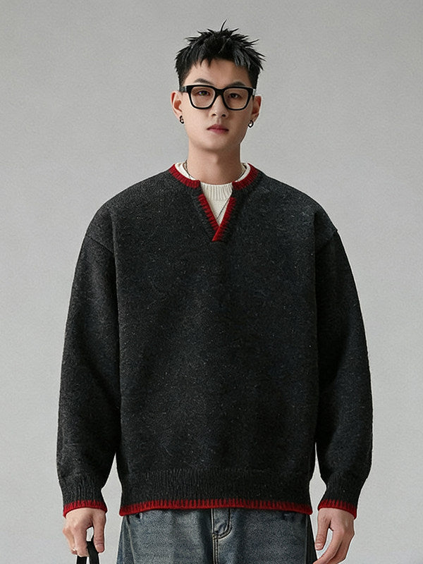Urban Notch-Neck Knit Sweater