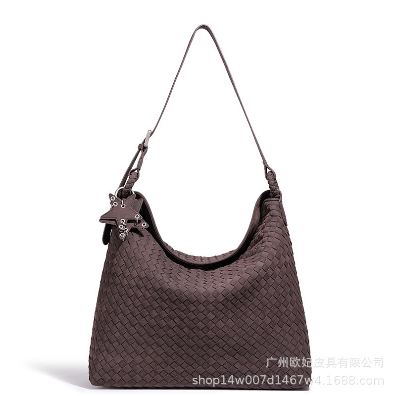 Suede Woven Tote Bag: