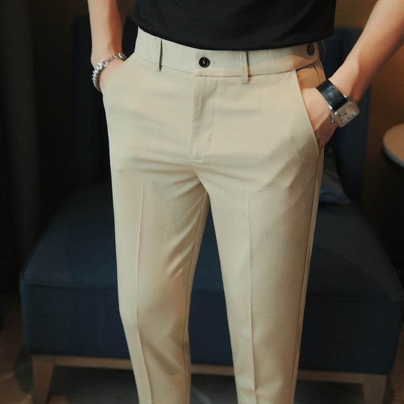 Adjustable-Waist Slim Fit Tailored Trousers