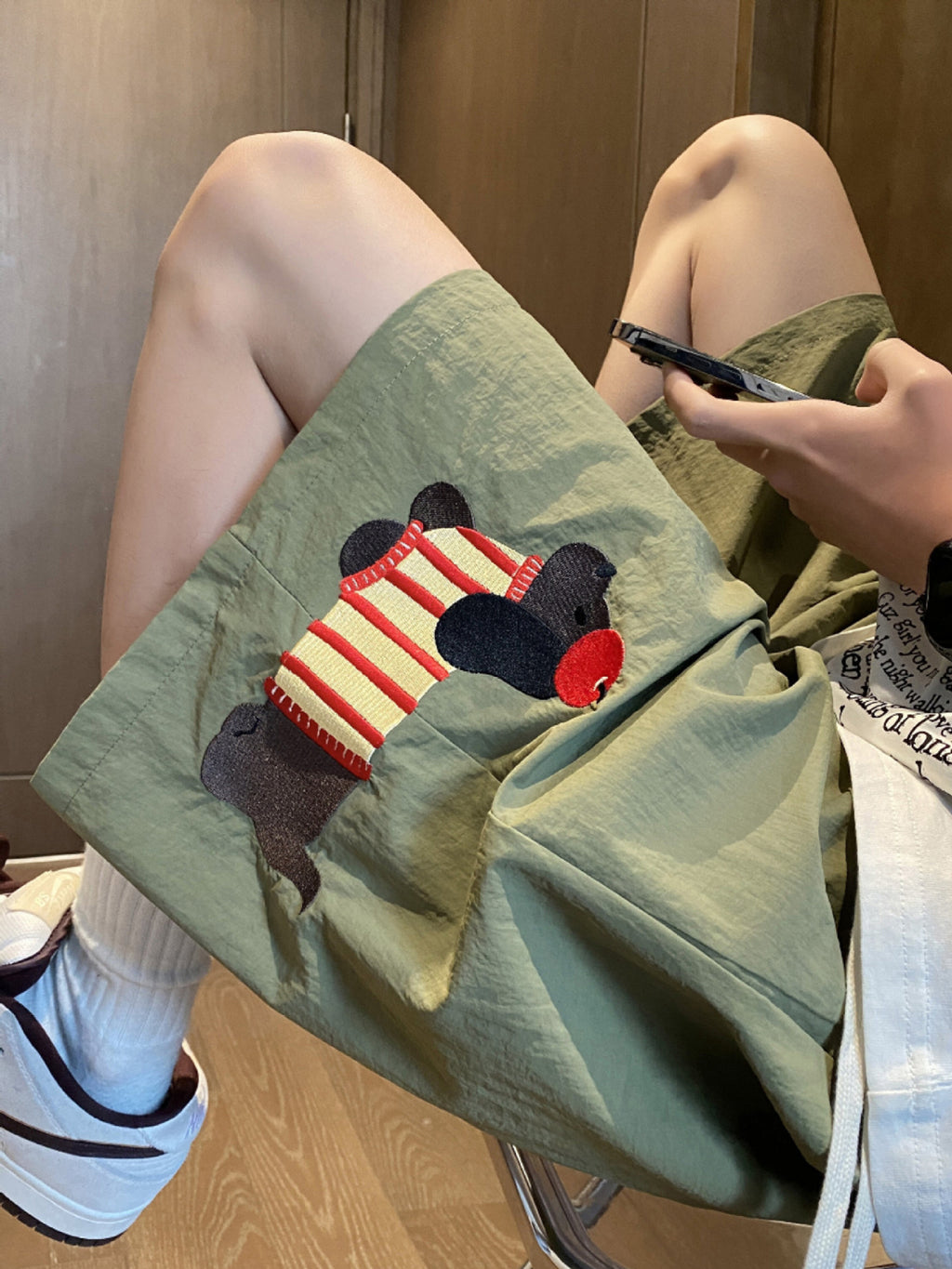 Embroidered Bulldog Sport Shorts