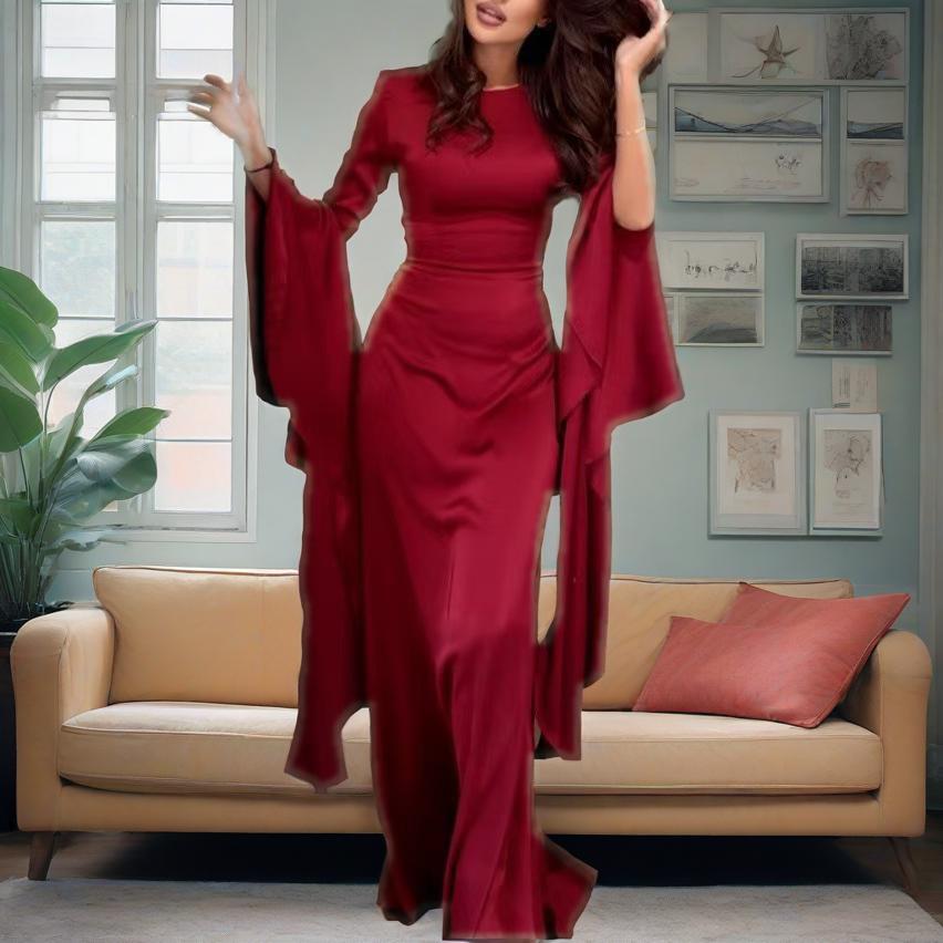 Elegant Bell Sleeve Evening Gown
