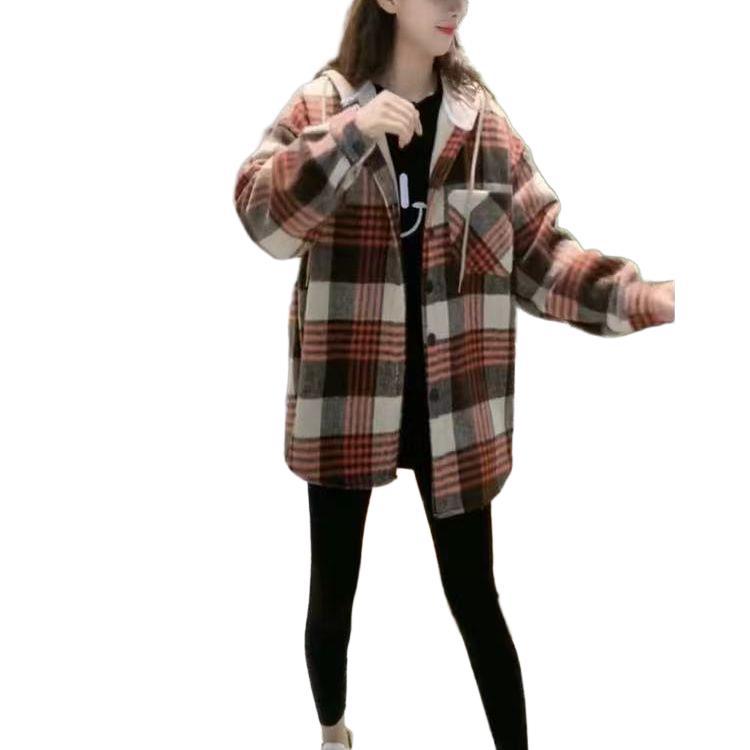 Plaid Wool-Blend Hooded Jacket