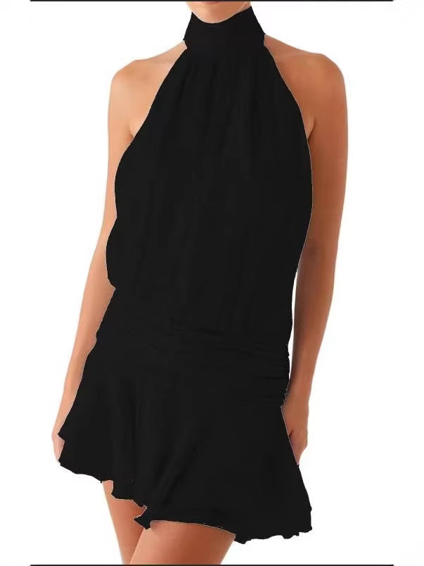 Backless Tie-Up Halter Dress