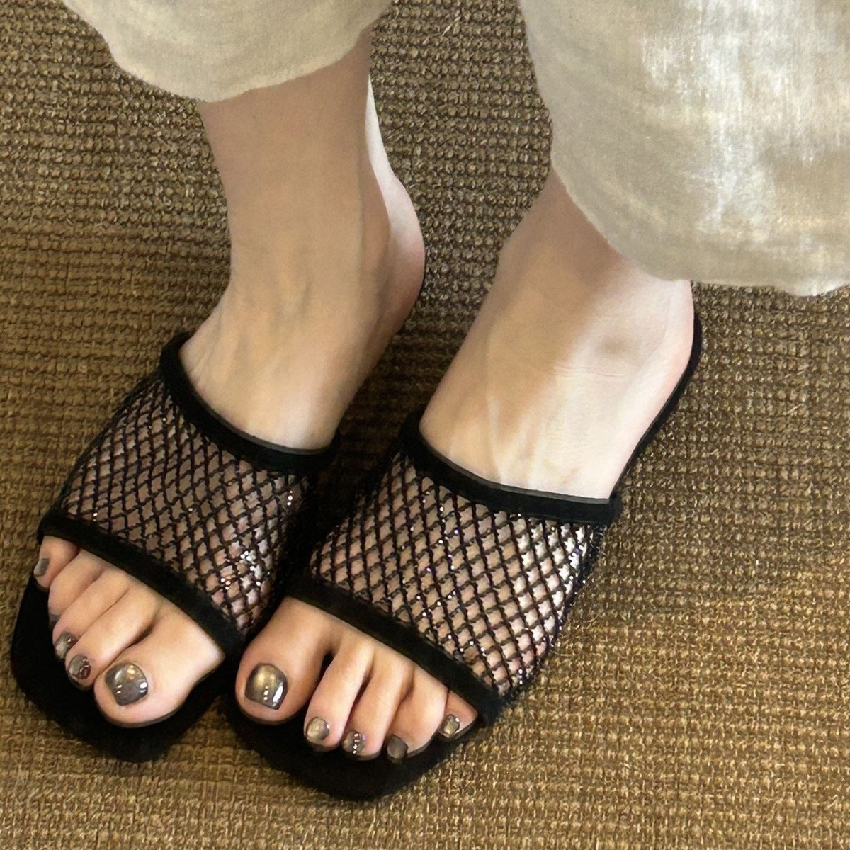 Rhinestone Mesh Sandals