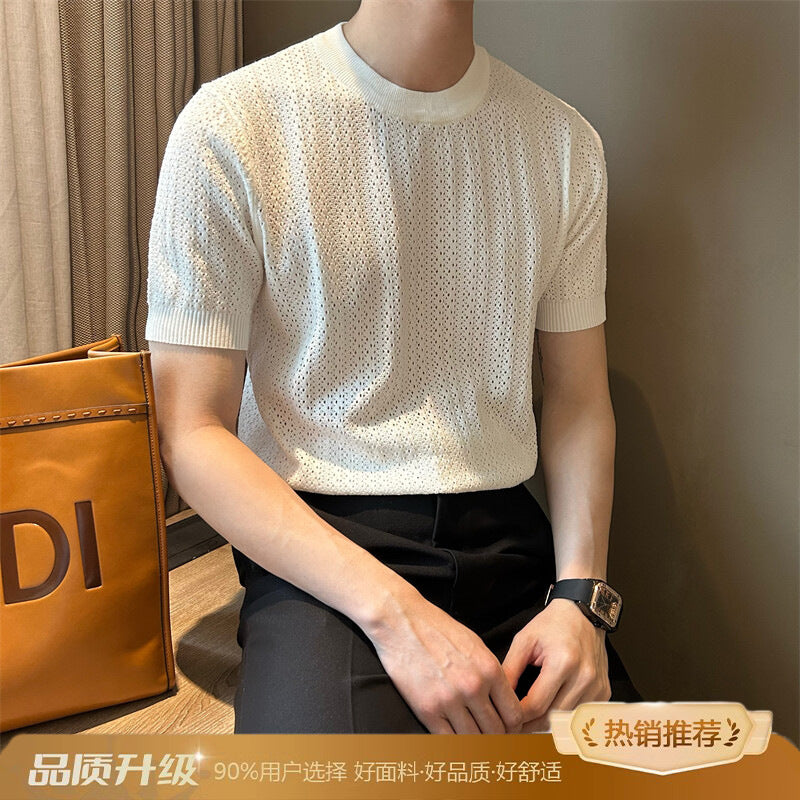 Men's Hollow-Knit Short-Sleeve Polo