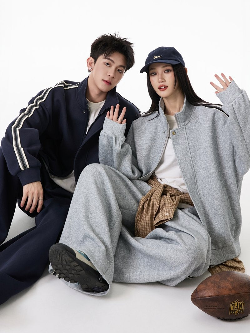 Sporty Retro Zip Tracksuit Set