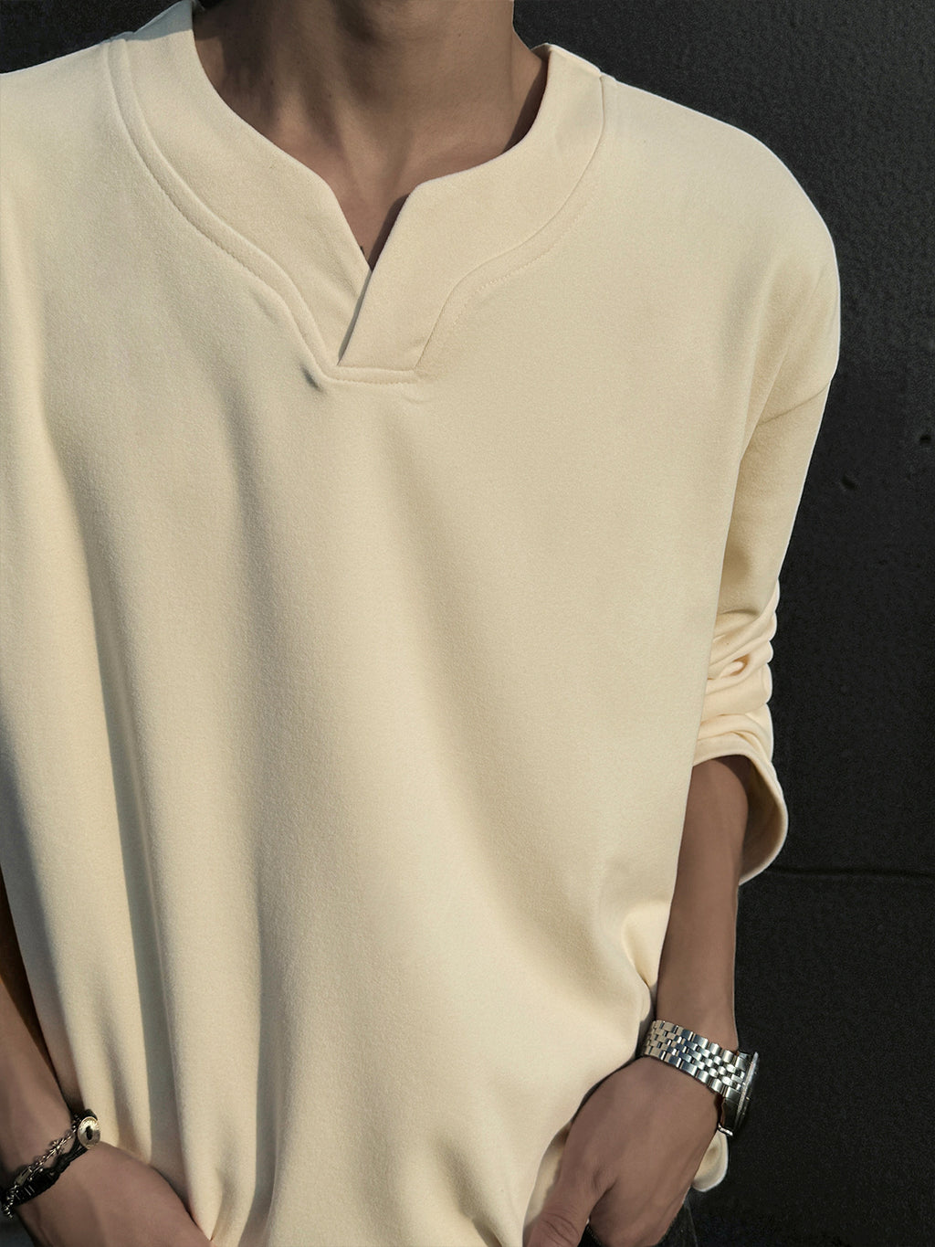 Men's Heavyweight V-Neck Long-Sleeve T-Shirt