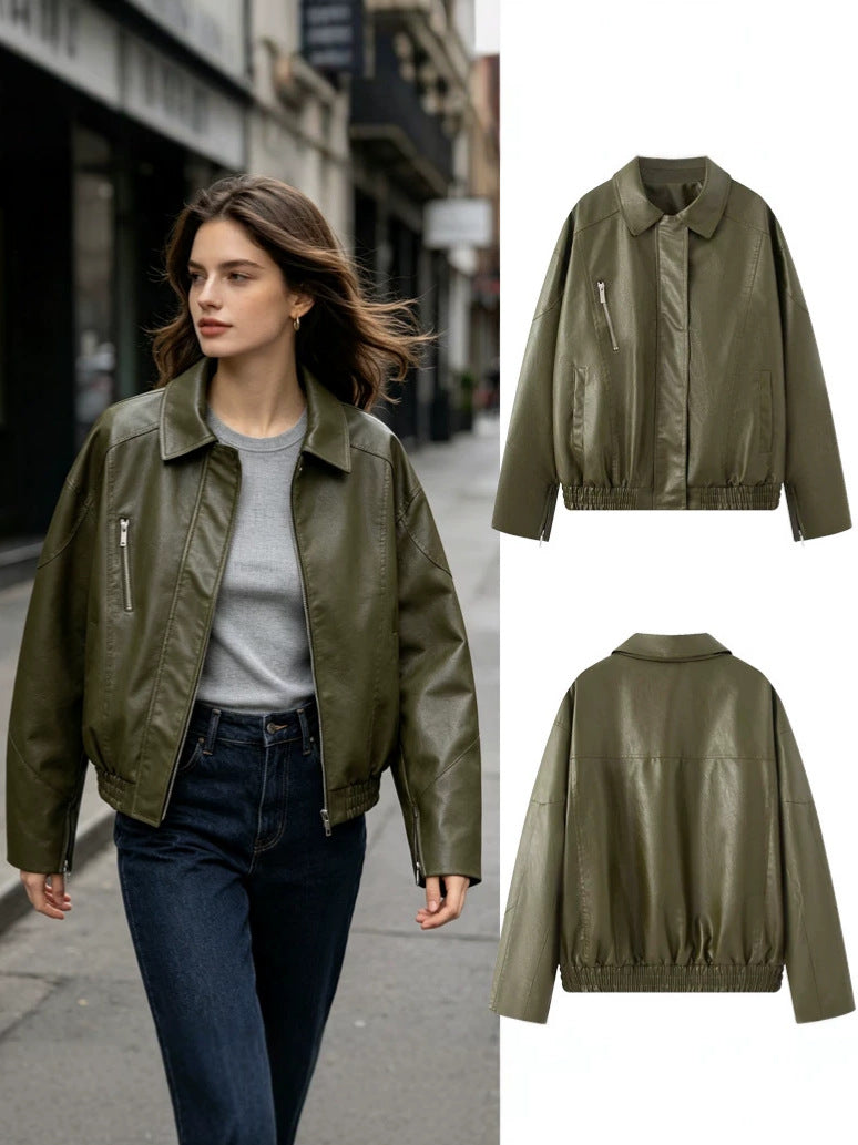 Women's Olive Zip-Pocket Jacket