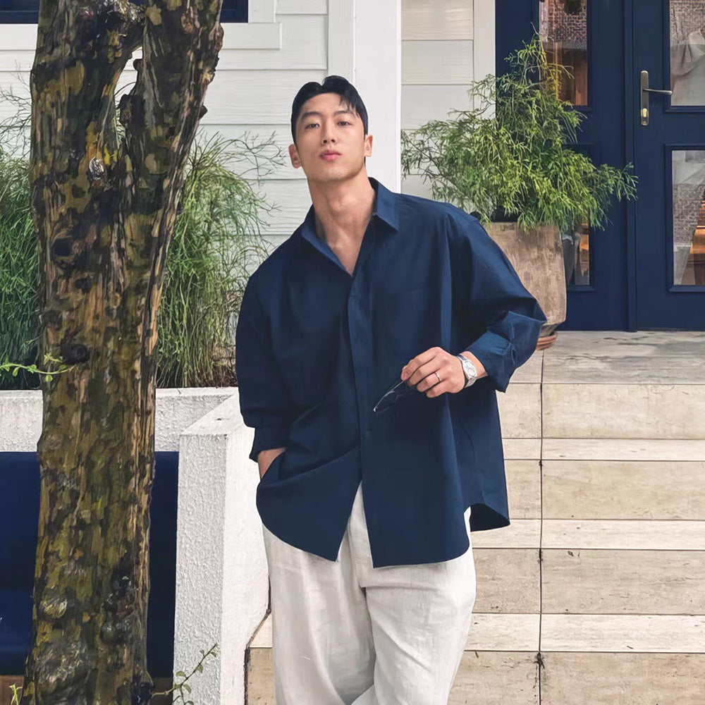 Linen Blend Oversized Utility Shirt