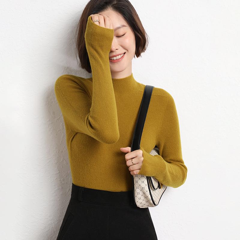 Ribbed Knit Mock Neck Sweater